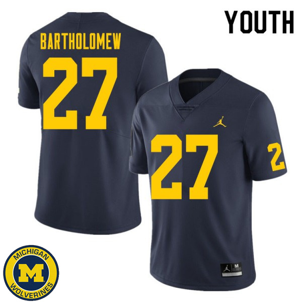 Youth Michigan Wolverines #27 Christian Bartholomew Navy High School Jersey